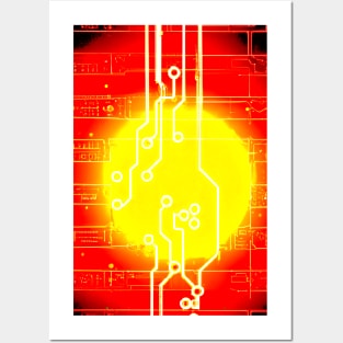 Red circuit board Posters and Art